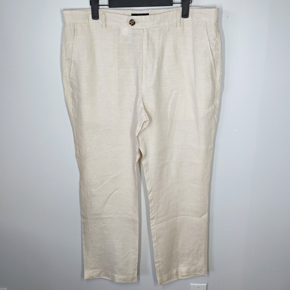 Club Room Luxury Linen Pants Men's 34x30 Beige 100% Linen Beach Wedding Coastal